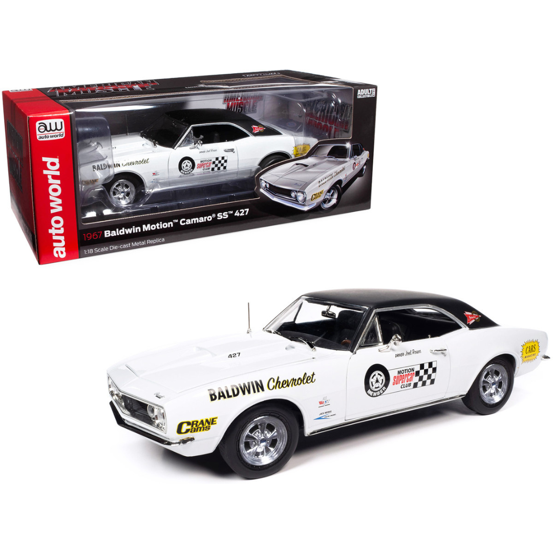 1:18 1967 Chevrolet Camaro Baldwin Motion -- Ermine White -- American