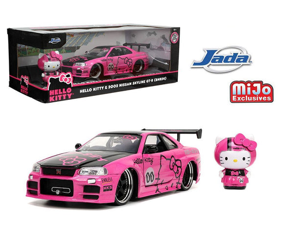 1:24 Hello Kitty w/Nissan Skyline R34 GT-R -- Pink/Black --JADA