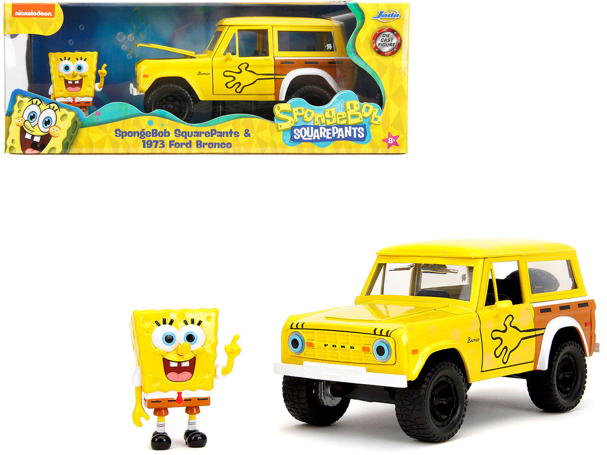 ミニカー 1:24 SpongeBob SquarePants 1973 Ford 1973 Ford Bronco Yellow with Graphics and SpongeBob SquarePants