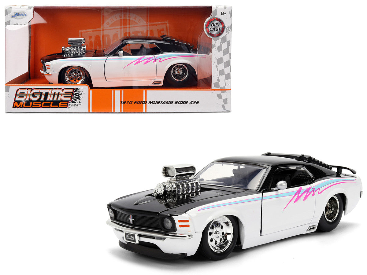 1:24 1970 Ford Mustang Boss 429 -- Black/White -- JADA: Big Time Muscl