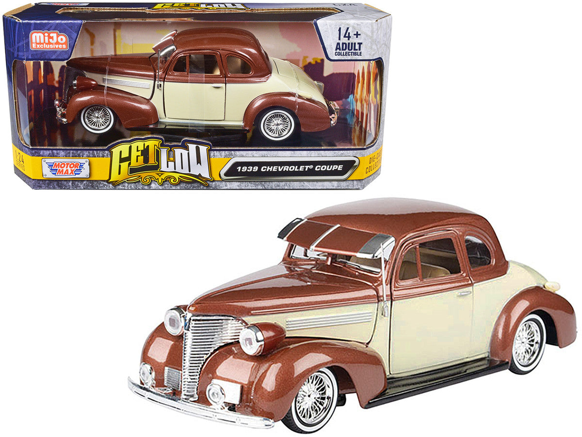 1:24 1939 Chevrolet Coupe Lowrider -- Beige / Brown -- MotorMax Get Lo