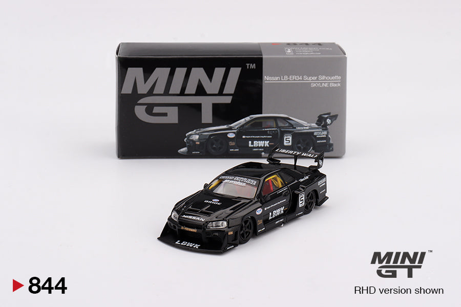 1:64 Nissan LB-ER34 Super Silhouette Skyline -- Black -- Mini GT MGT00