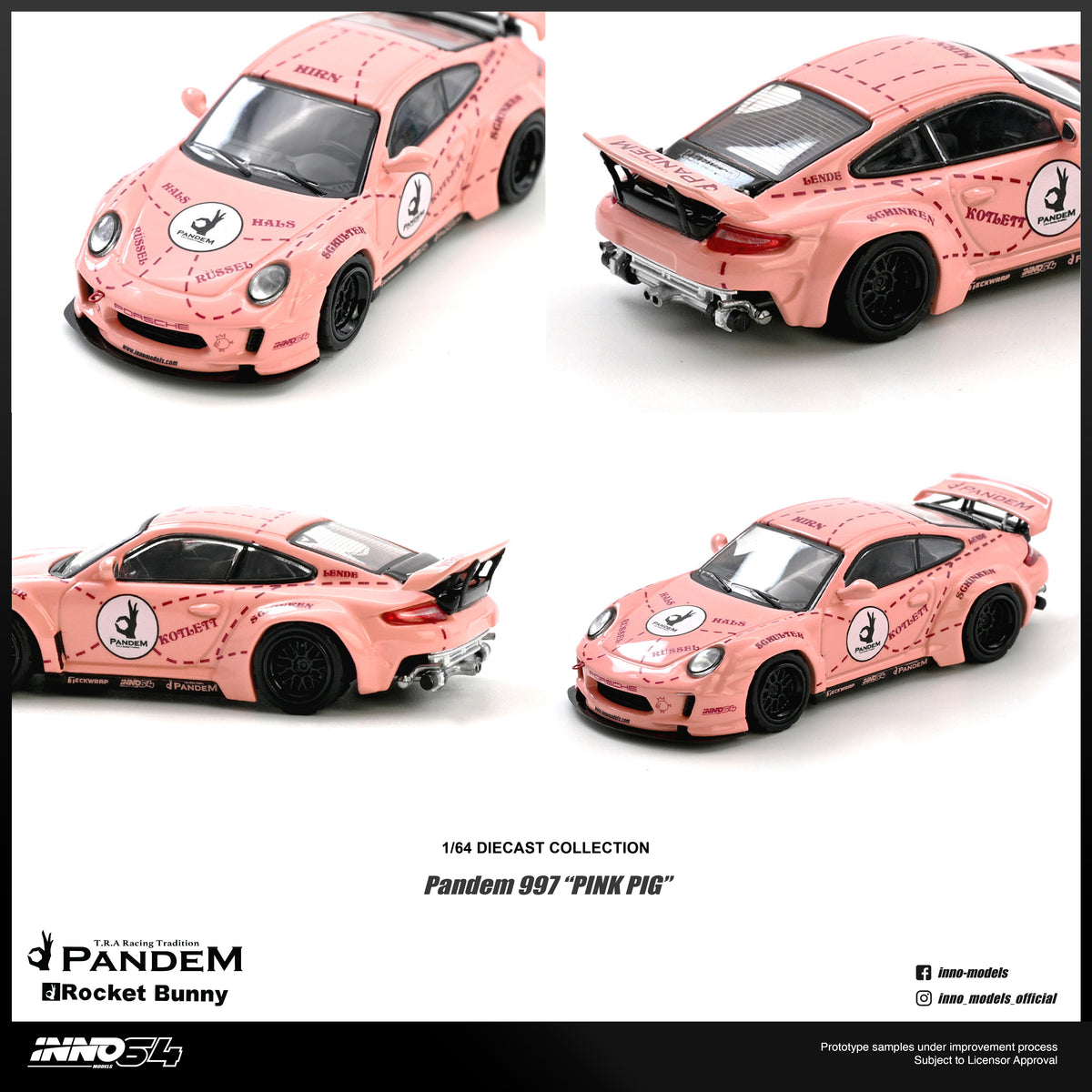 Pre-Order) 1:64 Porsche 911 (997) PANDEM -- Pink Pig Tribute -- INNO6