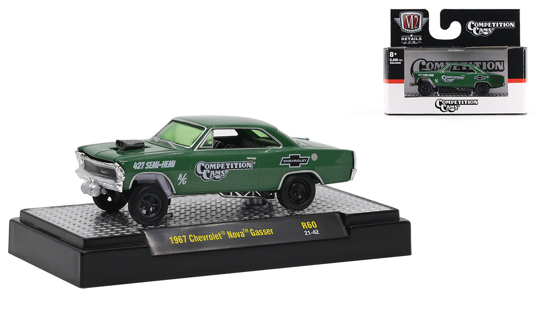 1:64 1967 Chevrolet Nova Gasser -- Green Competition Cams -- M2 Machin