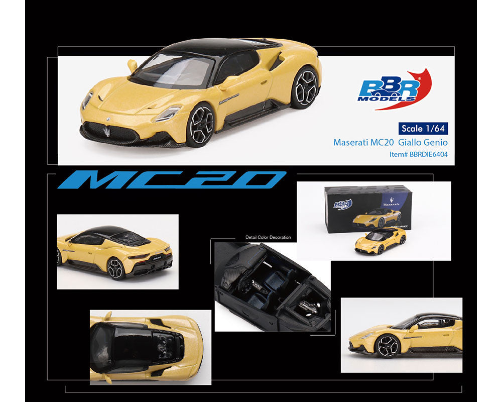 BBR 1/64 MC20 黄 1:64 Maserati MC20 -- Giallo Genio (Yellow) w/Black Top -- BBR