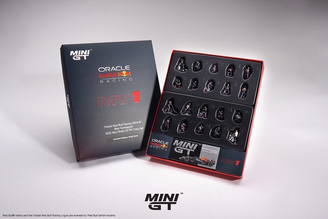 1:64 2022 Max Verstappen -- Abu Dhabi RB18 w/ 20 Piece Pit Crew Set --