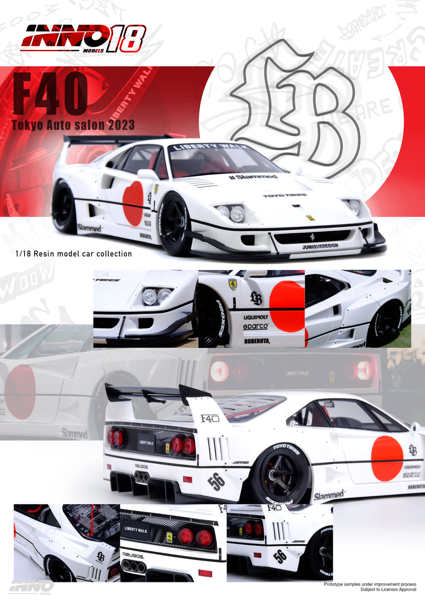 1:18 Ferrari F40 LBWK -- White Tokyo Auto Salon 2023 -- INNO18