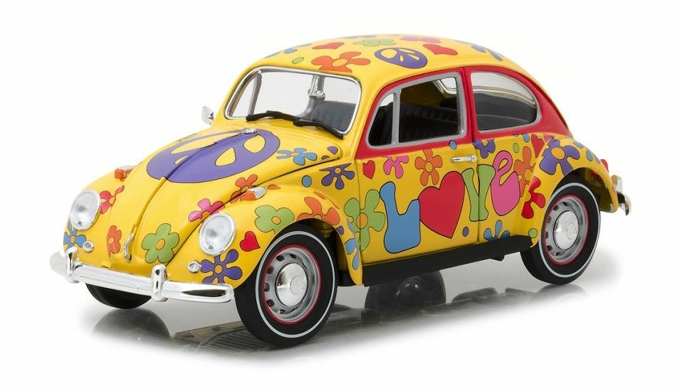 1:18 1967 Volkswagen (VW) Beetle -- Hippie Peace & Love -- Greenlight