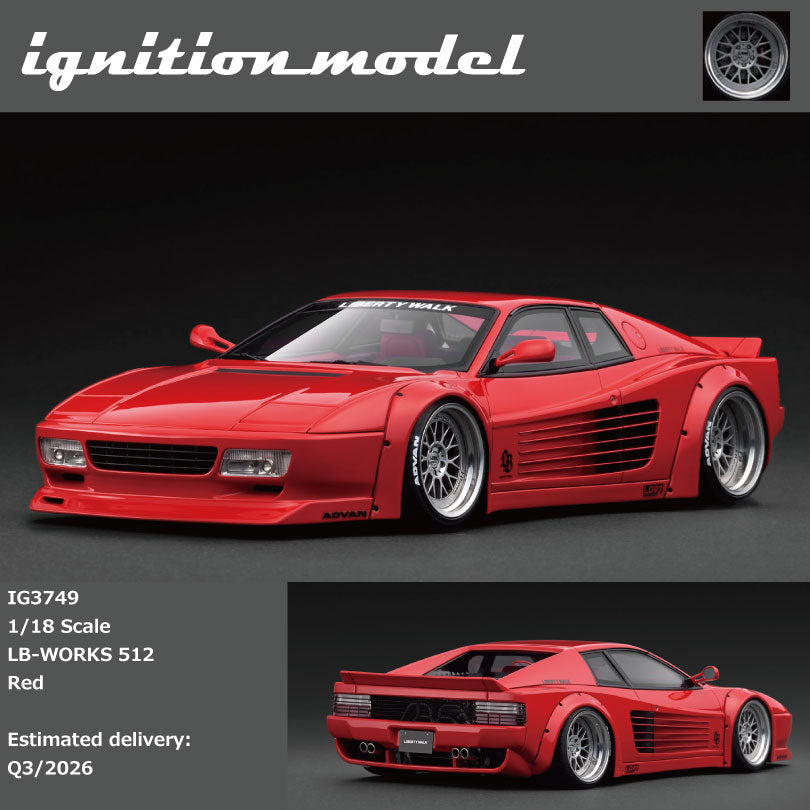 Pre-Order) 1:18 Ferrari 512 by Liberty Walk -- Red -- Ignition Model