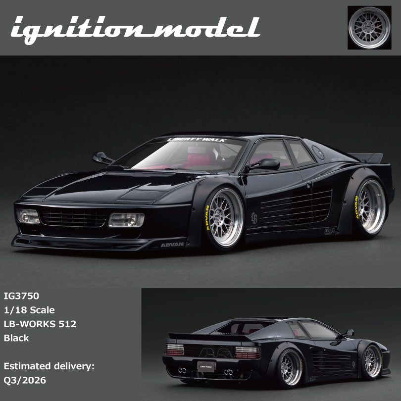 Pre-Order) 1:18 Ferrari 512 by Liberty Walk -- Black -- Ignition Mode