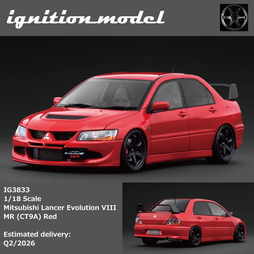 Pre-Order) 1:18 Mitsubishi Lancer Evolution Ⅷ MR (CT9A) -- Red -- Ign