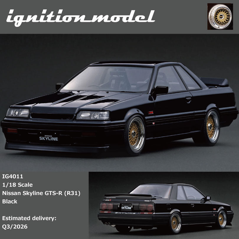 Pre-Order) 1:18 Nissan Skyline GTS-R (R31) -- Black -- Ignition Model