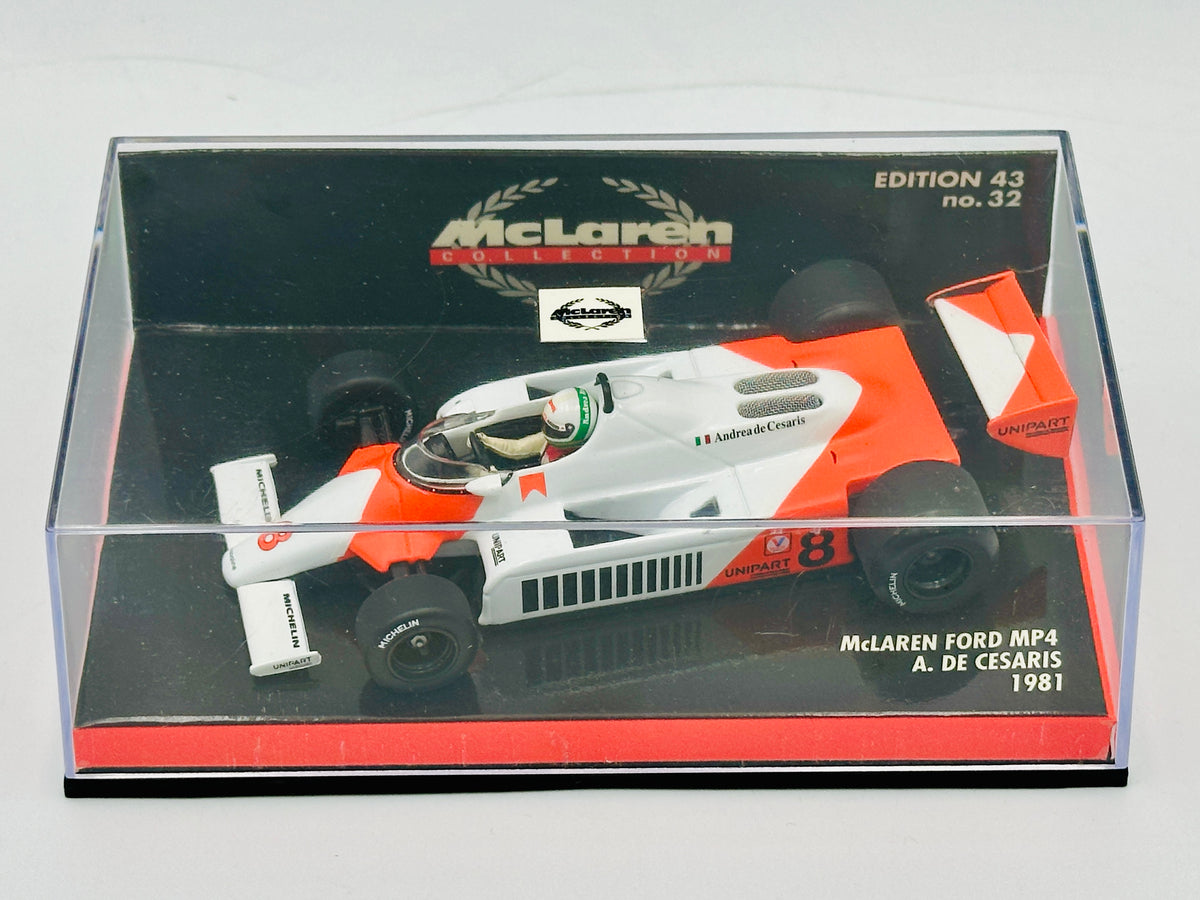 1:43 1981 Andrea de Cesaris -- #8 McLaren Ford MP4 -- Minichamps F1