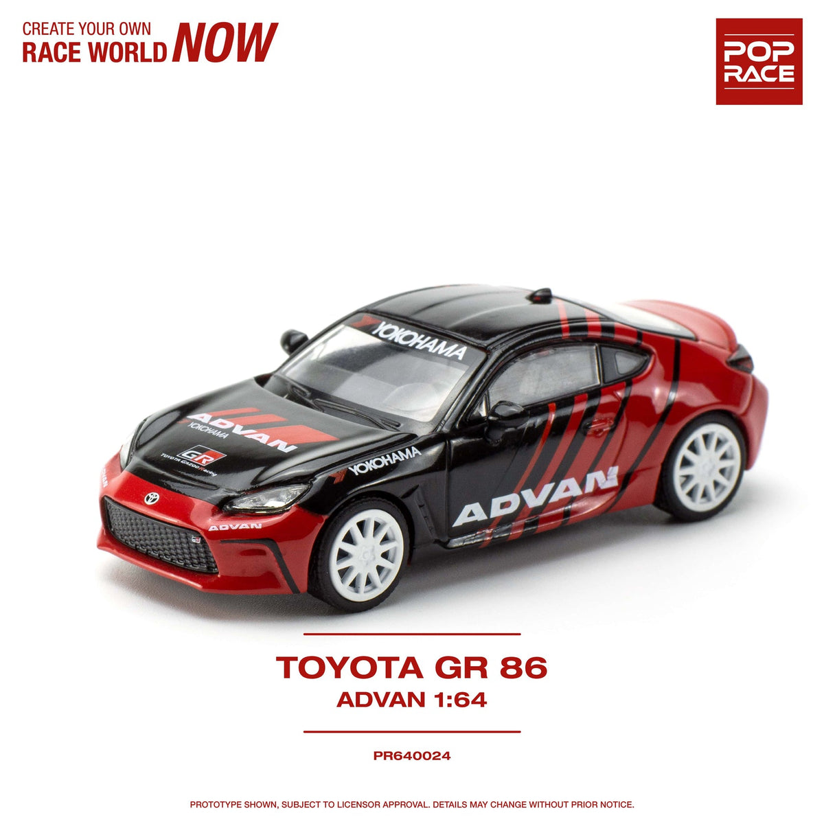 1/64 トヨタ GR86 アドバン ポップレース 1:64 Toyota GR 86 -- ADVAN Red/Black -- Pop Race