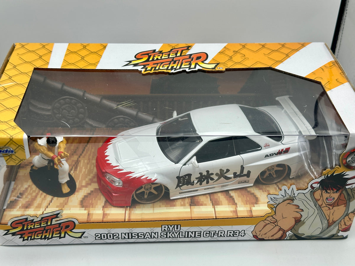 1:24 Street Fighter - Ryu w/Nissan Skyline R34 GT-R -- JADA