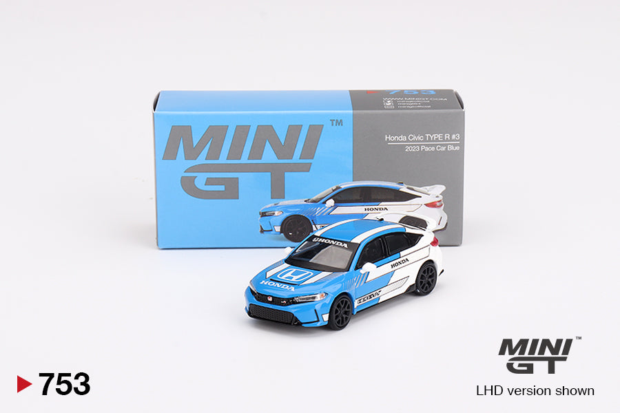 1:64 Honda Civic Type R -- 2023 Pace Car Blue/White -- Mini GT MGT0075