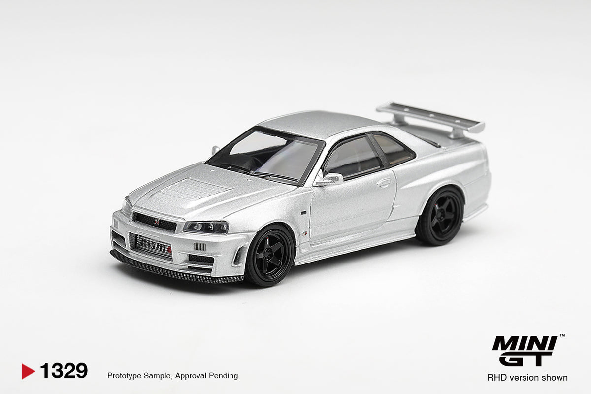 Pre-Order) 1:64 Nissan Skyline R34 GT-R Z-Tune -- Silver -- Mini GT M