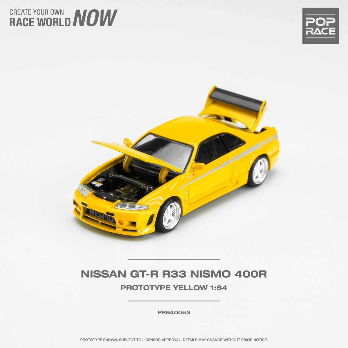 1:64 Nissan R33 Skyline GTR NISMO 400R -- Yellow -- Pop Race