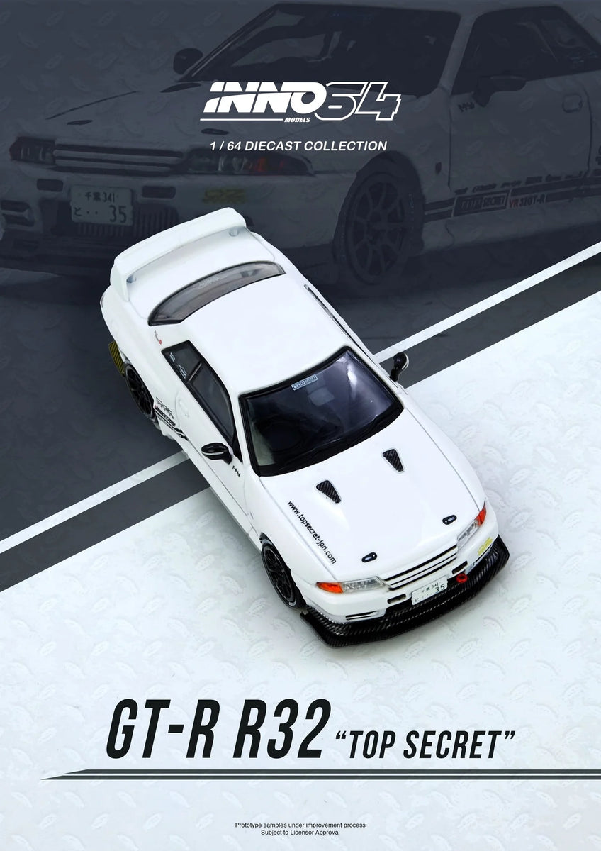 Pre-Order) 1:64 Nissan Skyline GT-R VR32 TOP SECRET -- White -- INNO6