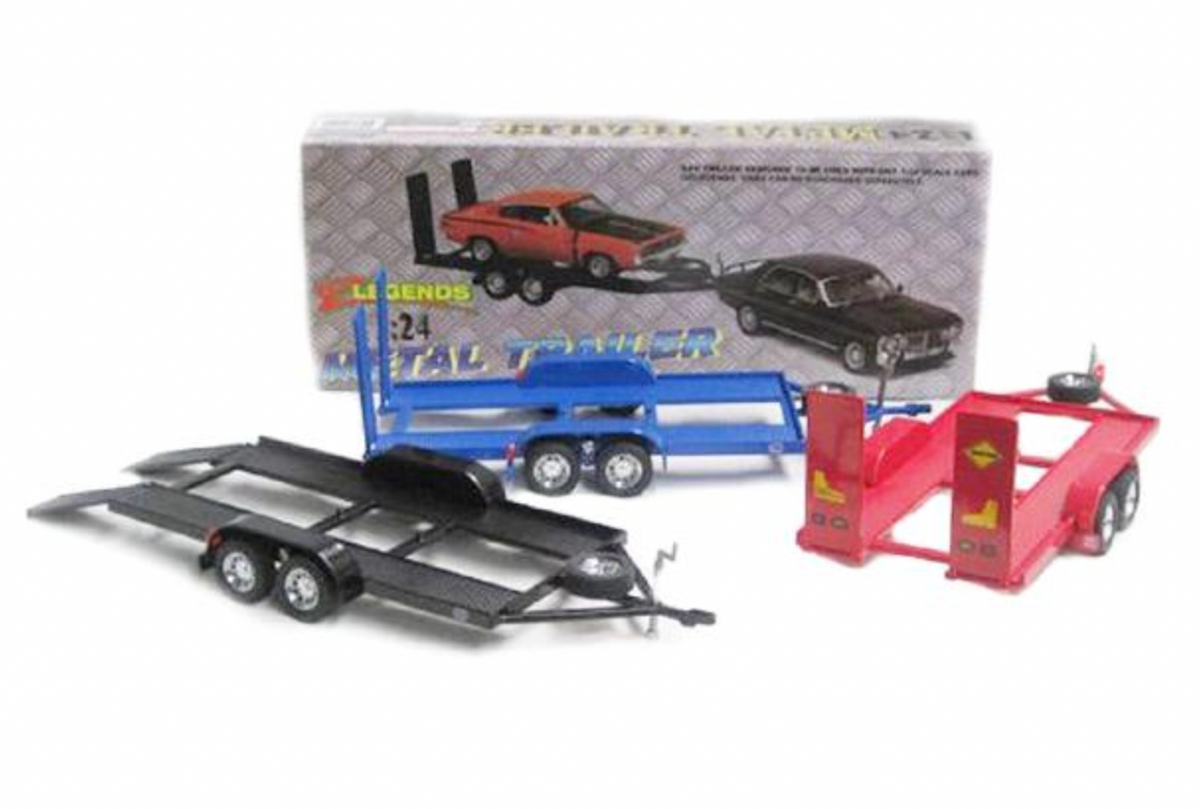 1:24 Metal Car Trailer w/ Tow Bar -- Colours Available -- OzLegends/