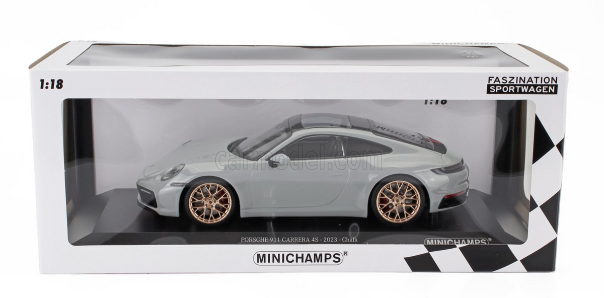 1:18 Porsche 911 (992) Carrera 4S Coupe 2023 -- Chalk Grey -- Minicham