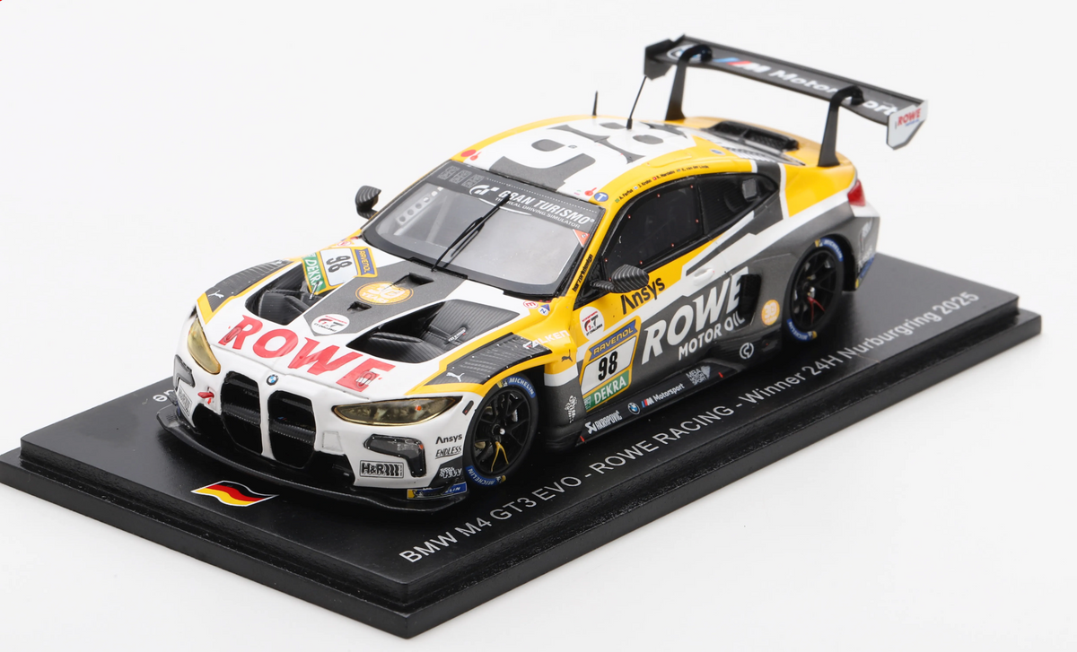 ミニカー 1/43  M4 GT3 - ROWE Racing 3rd Macau 1:43 2025 Nürburgring 24h Winner -- #98 ROWE Racing BMW M4 GT3 -- Spar