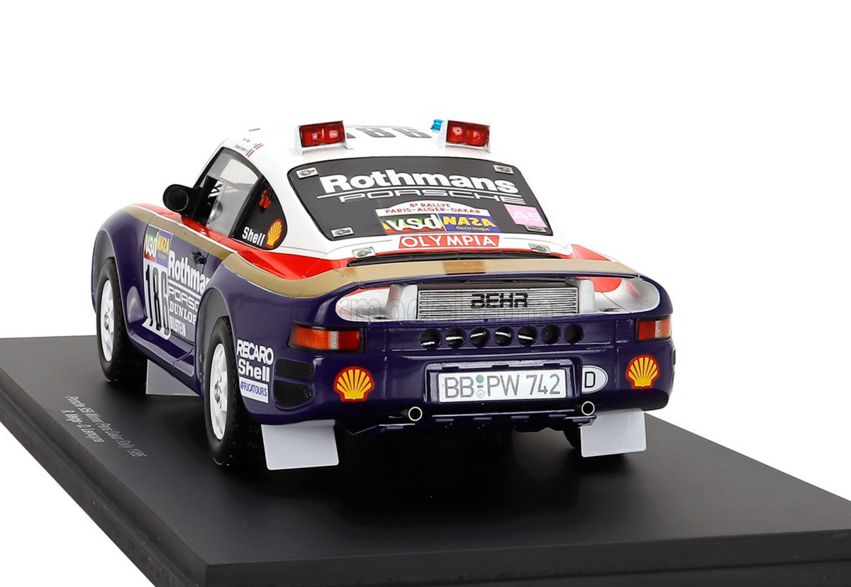 1:18 1986 Dakar Rally Winner -- #186 Porsche 959 Rothmans -- Spark 18S