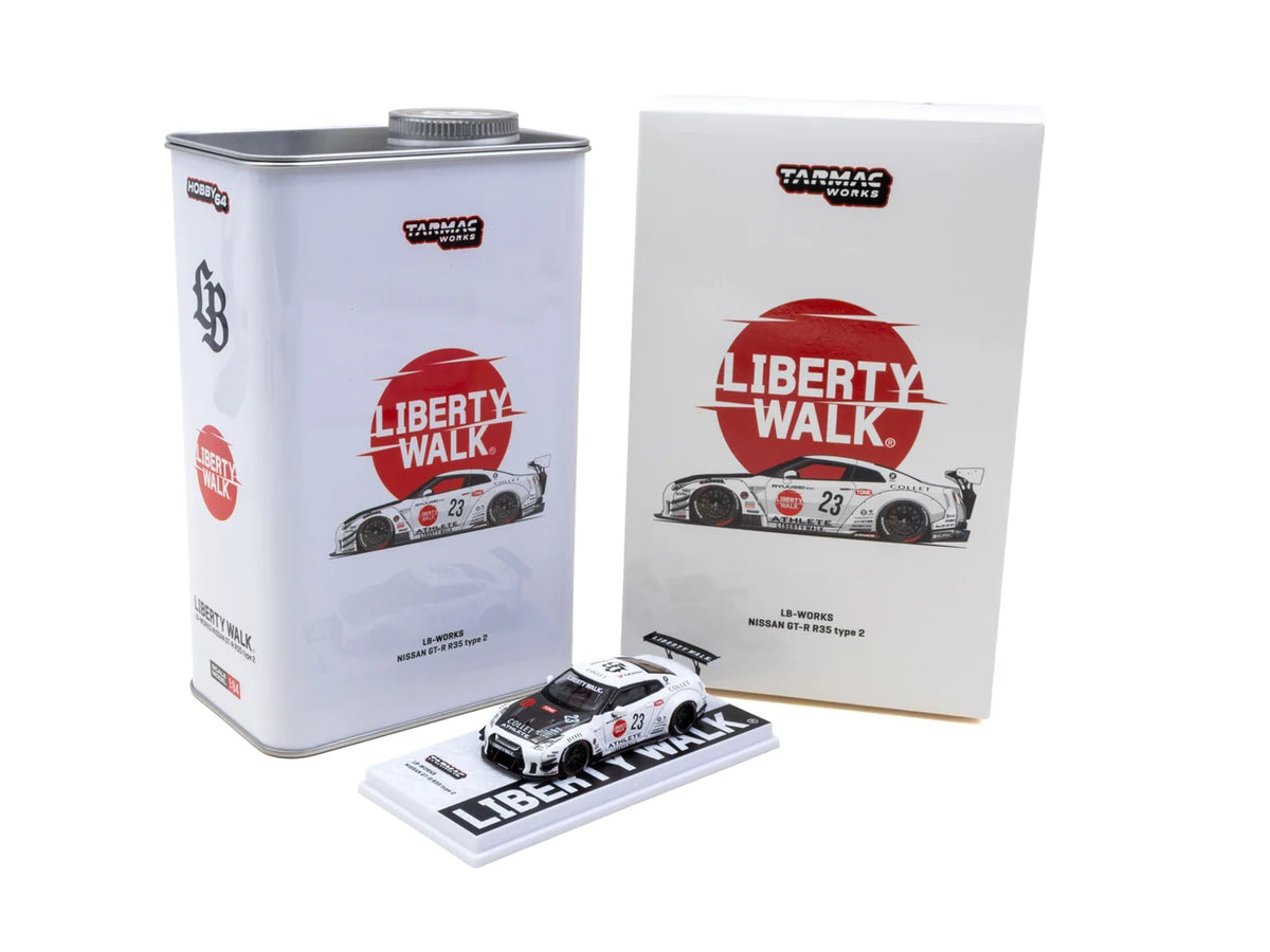 1:64 Nissan R35 GTR LB-WORKS Type 2 -- White/Black -- Tarmac Works