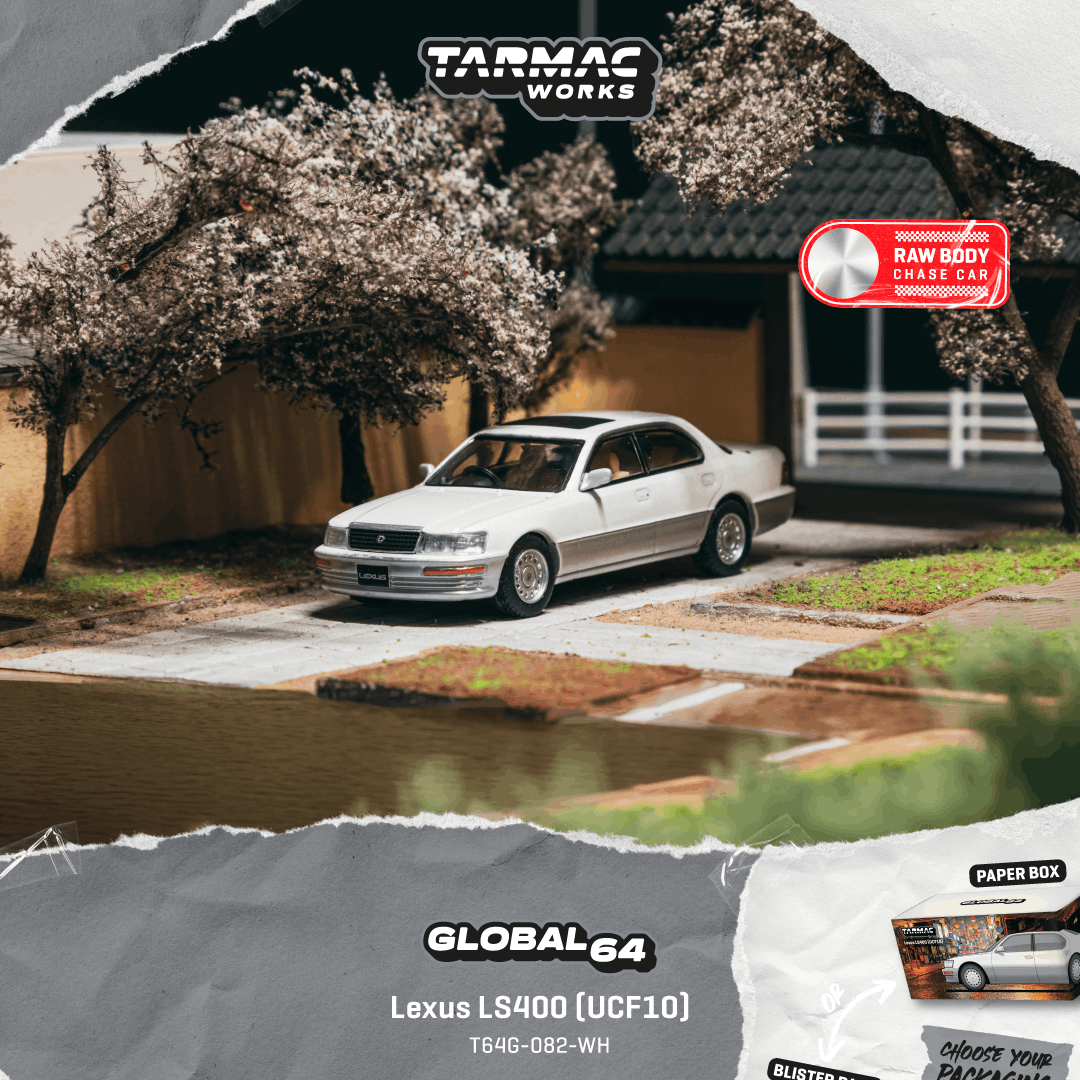 Pre-Order) 1:64 Lexus LS400 (UCF10) -- Pearl White/Grey -- Tarmac Wor