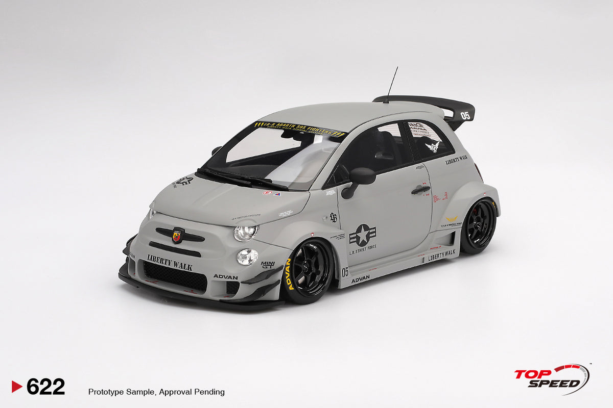 【塗装済み】FIAT ABARTH ボディ 1:18 Fiat Abarth 595 LB-WORKS x Abas Works -- Fighter Grey -- TopSpeed
