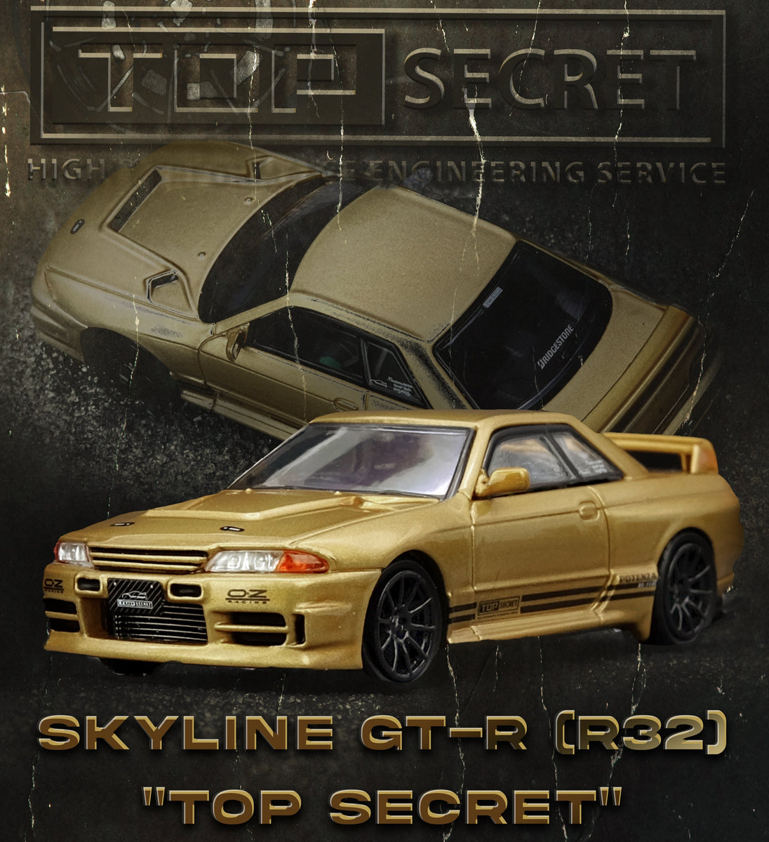1:64 Nissan Skyline GT-R (R32) TOP SECRET 650R -- Gold -- INNO64