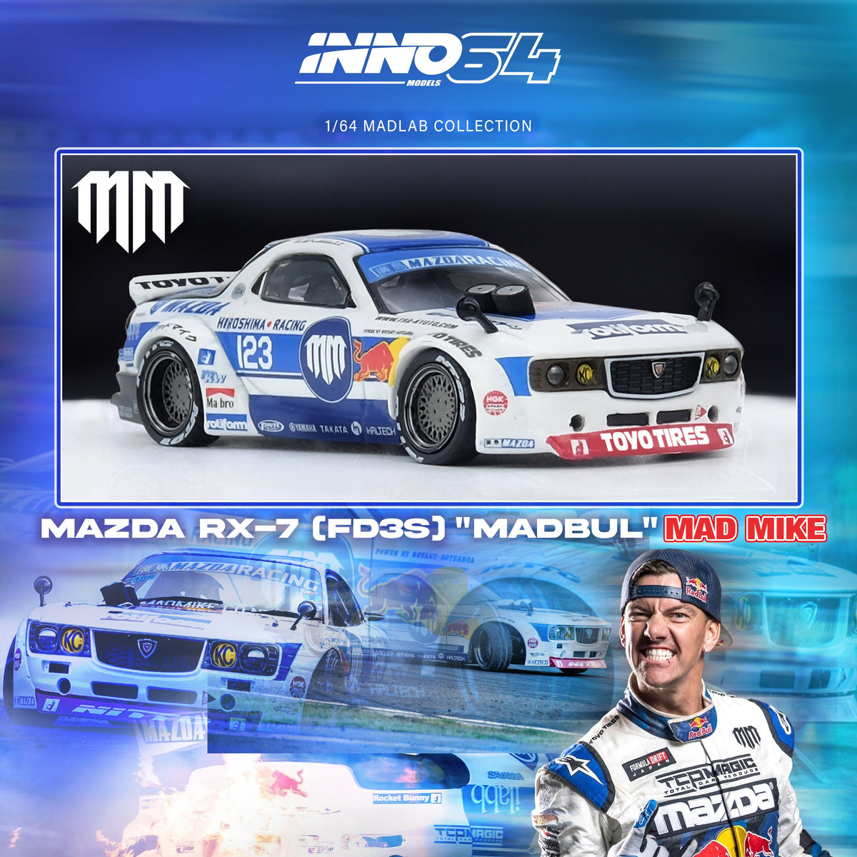 ラリースミス　MADーKUN 1:64 Mad Mike -- Mazda RX7 (FD3S) PANDEM - MadLab -- INNO64