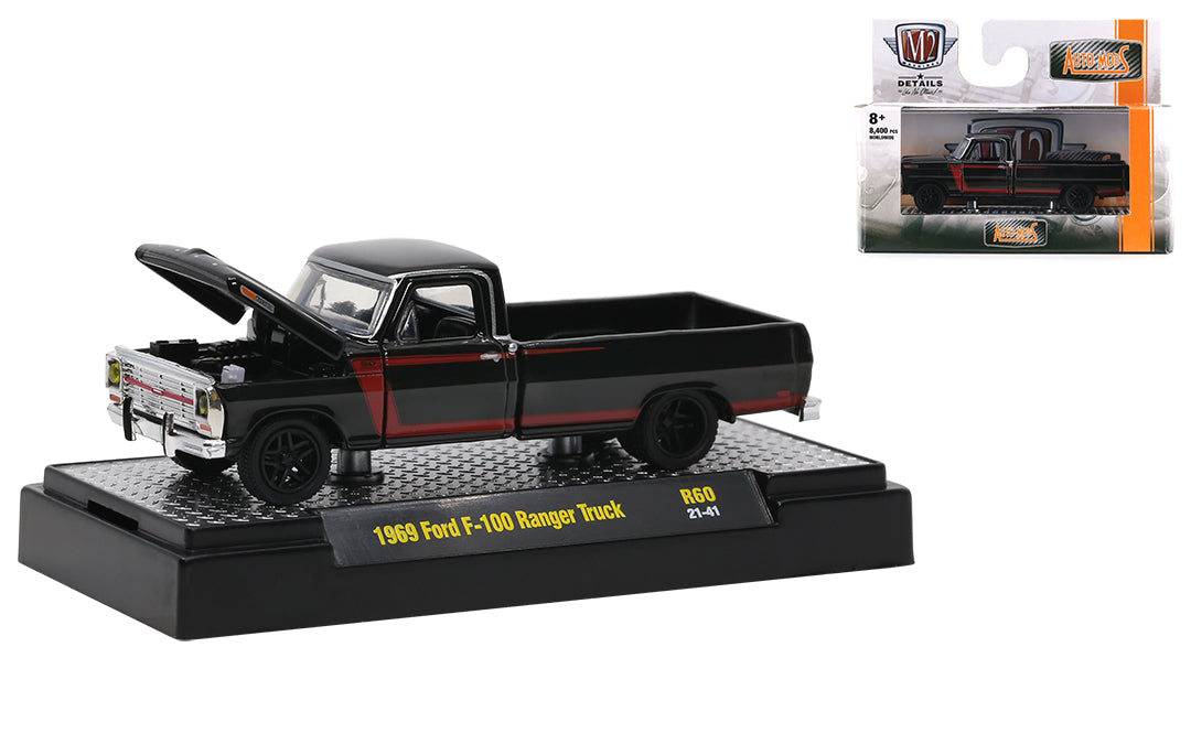 1:64 1969 Ford F-100 Ranger Truck -- Black -- M2 Machines