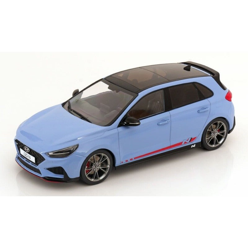 1:18 Hyundai i30N -- Light Blue w/Red Stripe -- Model Car Group (MCG)