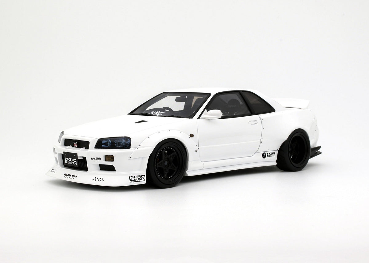 1:18 Nissan Skyline GT-R R34 Widebody by KRC -- White -- Ottomobile OT