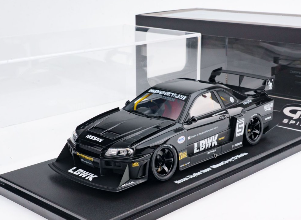 1:18 Nissan E-R34 LBWK Super Silhouette Skyline GTR -- #5 Black -- GT