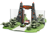Jurassic Park Entrance Diorama w/Jeep Wrangler and Ford Explorer -- JADA Nano