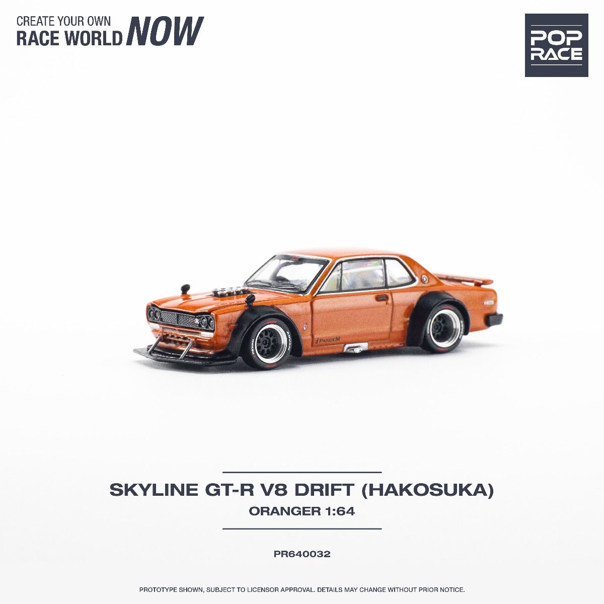 1:64 Nissan Skyline GT-R (KPGC10) Hakosuka V8 -- Orange -- Pop Race
