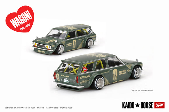 1:64 Datsun KAIDO 510 Wagon -- Green -- KaidoHouse x Mini GT