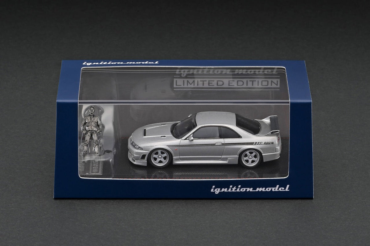 1:64 Nissan R33 GT-R 400R Silver -- w/Mr. Matsuda Figurine -- Ignition