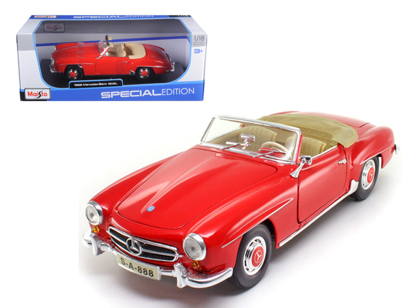 1:18 1955 Mercedes Benz 190 SL Cabriolet -- Red -- Maisto