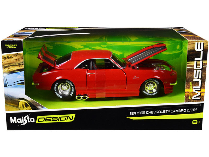 1:24 1968 Chevrolet Camaro Z28 -- Red w/Black Stripes -- Maisto Design