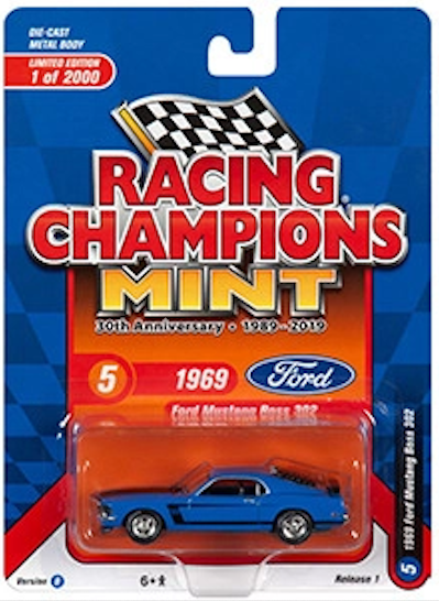 1:64 1969 Ford Mustang Boss 302 -- Blue -- Johnny Lightning