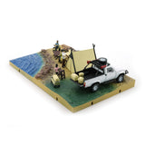 1:64 Diorama -- Camp Site w/Toyota Hilux 1980 N60/N70 White -- BM Creations