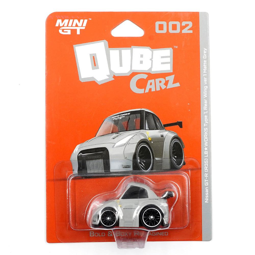 1:64 Nissan GT-R R35 LB-WORKS Type 1 -- Matte Grey -- QubeCarz x Mini