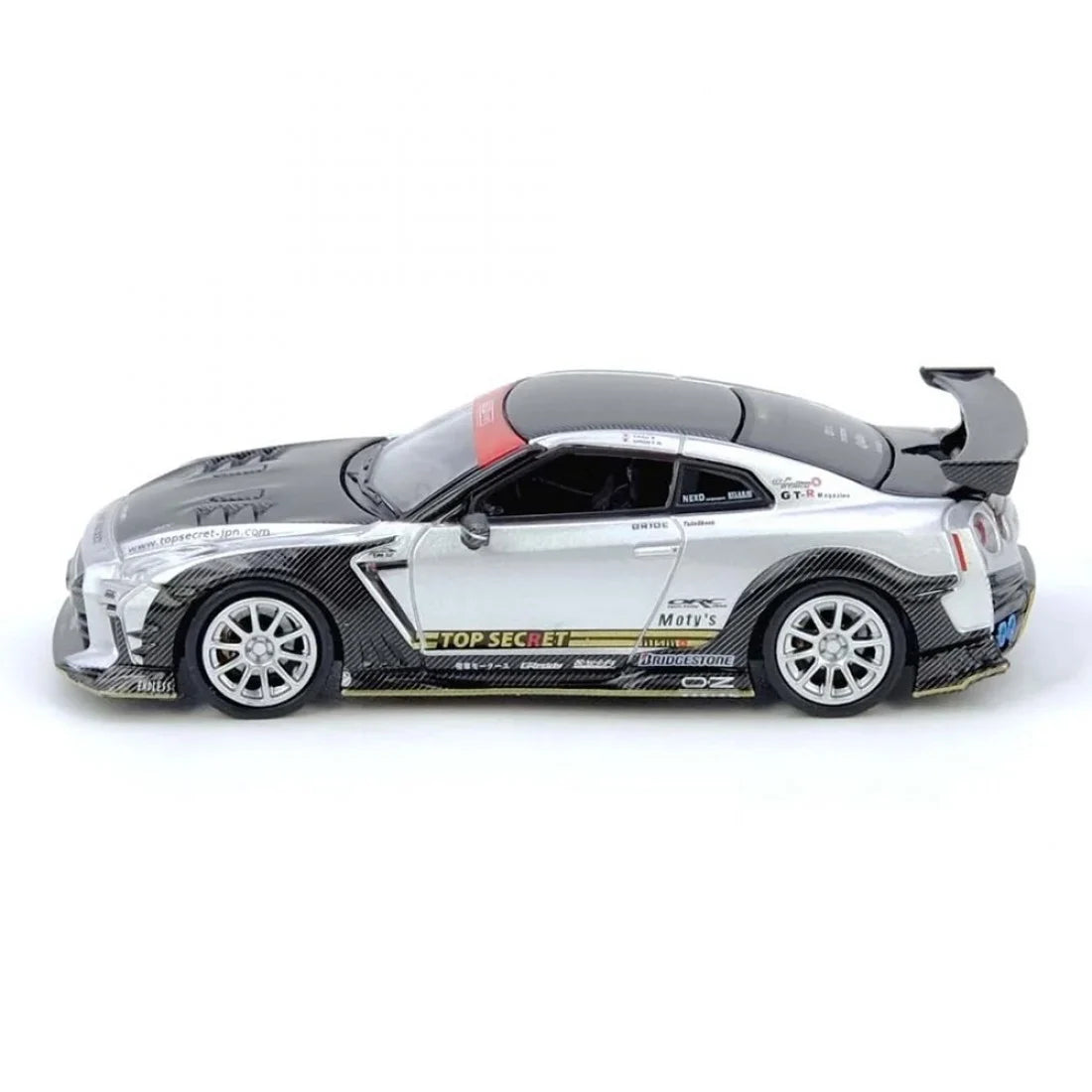 イノモデル 1/64 TOPSECRET r35 HONGKONG 1:64 Nissan GT-R (R35) TOP SECRET -- Silver/Carbon - HK Expo -- INNO64