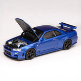 1:64 Nissan GT-R (R34) Skyline Z-Tune -- Bayside Blue -- Motorhelix M63416