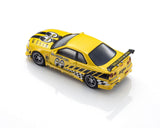 (Pre-Order) 1:64 Nissan R34 Skyline GTR -- MOONEYES Yellow -- Kyosho 07134LM2