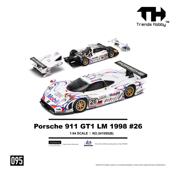 (Pre-Order) 1:64 1998 24 Hours of Le Mans Winner -- #26 Porsche 911 GT1-98 -- Trends Hobby