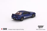 1:64 Nissan Skyline GT-R Top Secret VR32 -- Metallic Blue -- Mini GT MGT00589